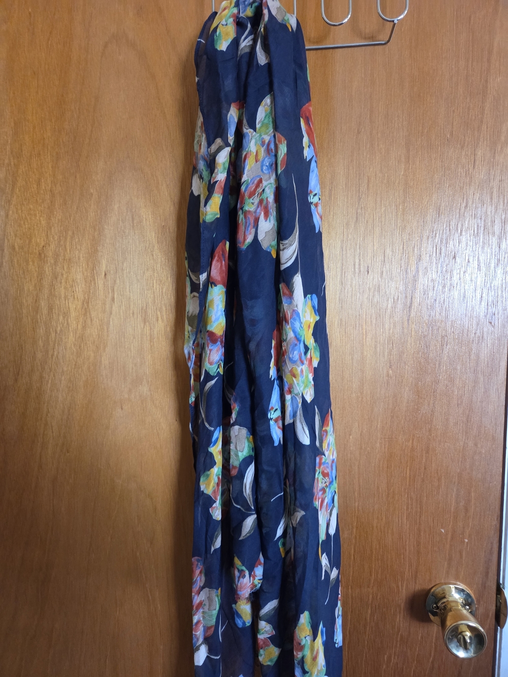 Patricia Nash Navy Floral Print Scarf with Multicolor Accents